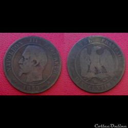 10 Cts Napoléon III Tête Nue 1855 BB ancre