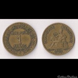 1 Franc Chambres de Commerce 1924