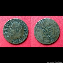 10 Cts Napoléon III Contremarquée "BRAUX BOURGES / PENCEY OUDINCOURT"