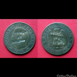 5 Cts Napoléon III contremarquée "VERRE ET FELATION"
