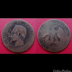 10 Cts Napoléon III Contremarquée "CON"