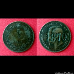 5 Centesimi contremarquée "1870"