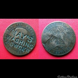10 Cts Napoléon III contremarqué "MAY'S WASHING POWDER"