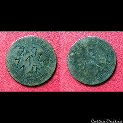 5 Cts Napoléon III contremarquée "29 714 10"