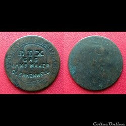 5 Cts Napoléon III Contremarqué "DIX GAS LAMP MAKER CLERKENWELL"