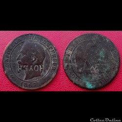 10 Cts Napoléon III Contremarquée "ROYER"