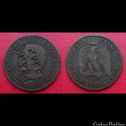 10 Cts Napoléon III Contremarquée "PEARS' SOAP"