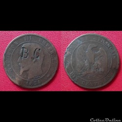 10 Cts Napoléon III Contremarquée "BC"