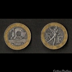 10 Francs Génie de la Bastille 1989