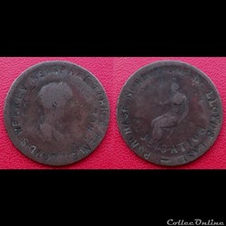 Halfpenny de George III Contremarqué "LLOYD'S WEEKLY NEWSPAPER THREE PENCE"