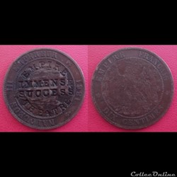 10 Cts Napoléon III Contremarquée "EMPIRE THEATRE - IMMENSE SUCCESS"