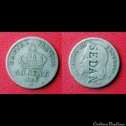 50 Cts Napoléon III contremarquée "SEDAN"