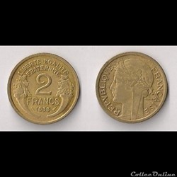 2 Francs Morlon Bronze/Alu 1933 (type au "2" maigre)