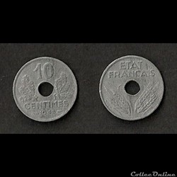10 Cts Etat Français Petit Module 1943