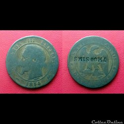 10 Cts Napoléon III Contremarquée "THOS SIMS"