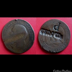 10 Cts Napoléon III Contremarquée "PILOURD - P"
