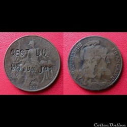 10 Cts Dupuis contremarqué "CEST DU 95 AUX JUS"