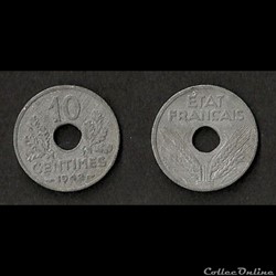 10 Cts Etat Français Grand Module 1942