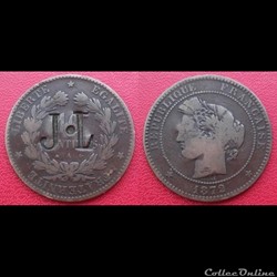 10 Cts Cérès Contremarquée "J.L"