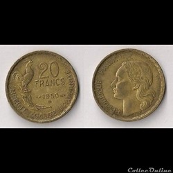 20 Francs G.Guiraud 1950 B (4 Faucilles)