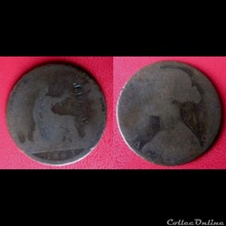 One Penny Victoria de 1863 contremarqué "ABBOTT"