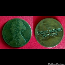 1 Penny Britannique Contremarqué "EPICERIE MODERNE POITIERS"