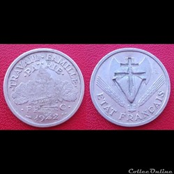 1 Franc Bazor Contremarqué d'une croix de lorraine