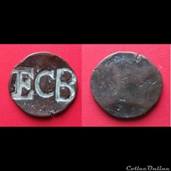 Monnaie anglaise XIXème contremarquée "ECB"