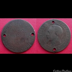 10 Cts Napoléon III Regravée en plaque militaire Britannique