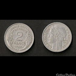 2 Francs Morlon Aluminium 1949 B
