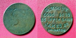 10 Cts Napoléon III "G.MOODY GOOD BEDS 33 UPPER SAINT JAMES St BRIGHTON"