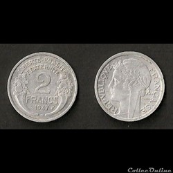 2 Francs Morlon Aluminium 1947 B
