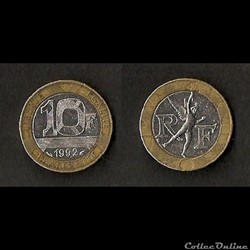 10 Francs Génie de la Bastille 1992