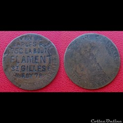5 Cts Napoléon III Contremarquée "VIN DE NAPLES PUR"