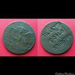 5 Cts Napoléon III Contremarqué "TILLEY'S COALS BRIGHTON"