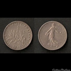 1 Franc Semeuse (Argent) 1916