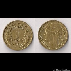 1 Franc Morlon Bronze/Alu 1938 var