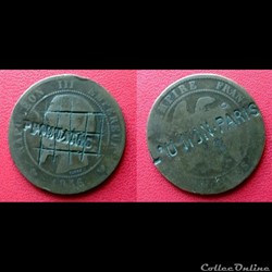 10 Cts Napoléon III Contremarquée "L'UNION-PARIS"