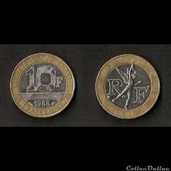 10 Francs Génie de la Bastille 1988