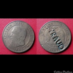 10 Cts Napoléon III Contremarquée "EYRAUD"