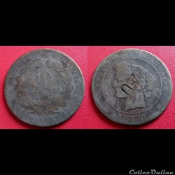 10 Cts Cérès Contremarquée "PAU"
