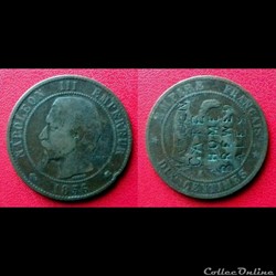 10 Cts Napoléon III Contremarquée "GARDEN GATE HOME BREWED ALES"