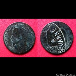 5 Cts Napoléon III contremarqué " ?? BARON A OUANNE "