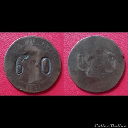 10 Cts Napoléon III Contremarquée "60"