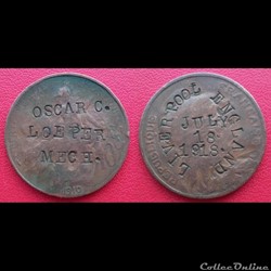 10 Cts Dupuis Contremarquée "LIVERPOOL ENGLAND JULY 18. 1918. - OSCAR C. LOEPER MECH."