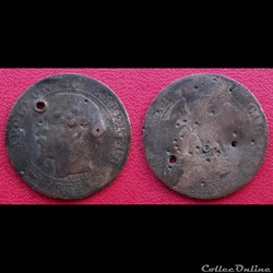 5 Cts Napoléon III 1854 MA Mutilée