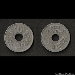 10 Cts Etat Français Grand Module 1943