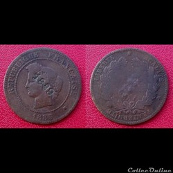5 Cts Cérès 1885 A Contremarquée "1889"