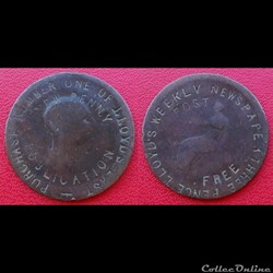 Halfpenny de George III Contremarqué "LLOYD'S WEEKLY NEWSPAPER"