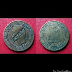 10 Cts Napoléon III Contremarquée "THOS SIMS"